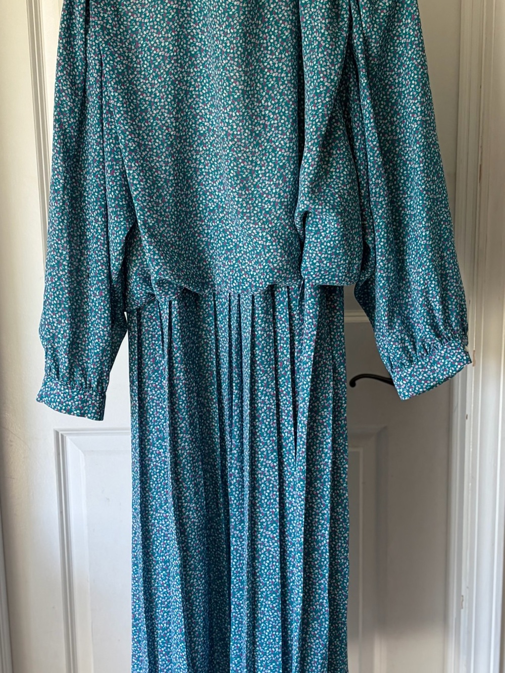 Teal Floral Long Sleeve Dress